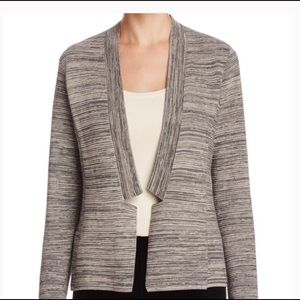 EILEEN FISHER Notched Collar Cardi, size M in marled/ ombre fall beiges NWT
